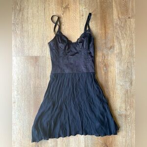 Motel Rocks Black Lace Bust Satin Slip Mini Dress Size XS 90s grunge Y2K